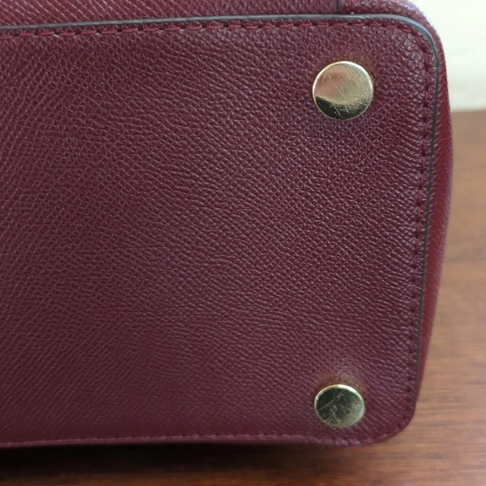 MICHAEL Michael Kors Oxblood Maddie Medium Crossgrain Leather Tote Bag - Picture 9 of 15